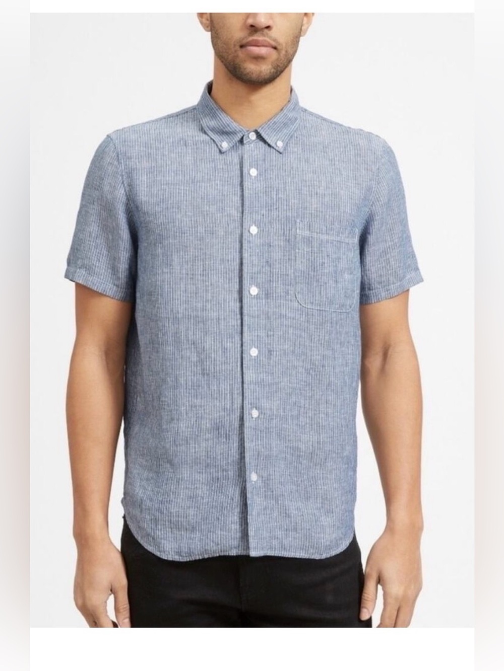 Everlane Linen 100% Men’s Striped Short Sleeve Button Down Shirt ,XS
